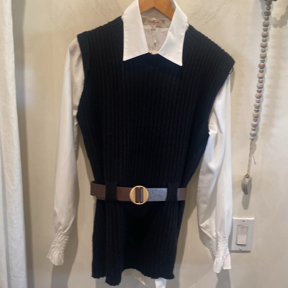 Derhy 2 pc pascalibr sweater/shirt set-Black